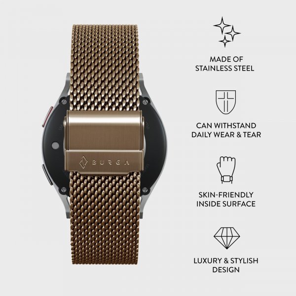 Burga Samsung Galaxy Watch 22mm ranneke Mesh Elegance Kulta