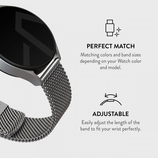 Burga Samsung Galaxy Watch 20mm Mesh Elegance Silver -ranneke