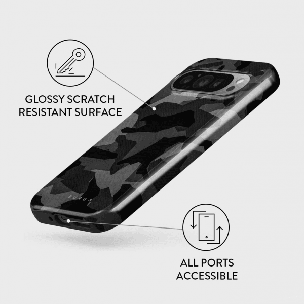 Burga Google Pixel 9 Pro XL -suojakuori, Tough Night Black Camo