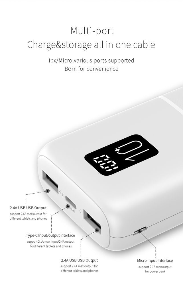 SiGN Mini Powerbank med Display 10 000mAh Valkoinen