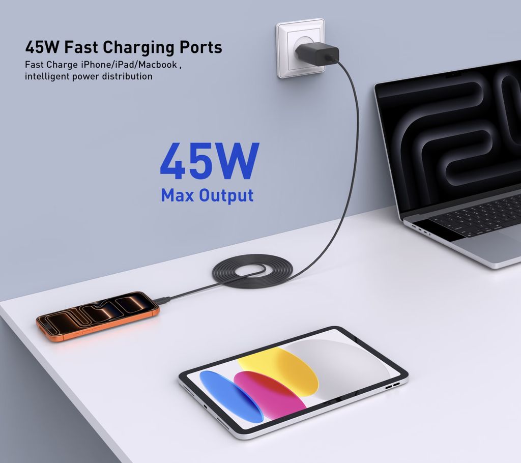 SiGN 45W Väggladdare USB-C PD Musta
