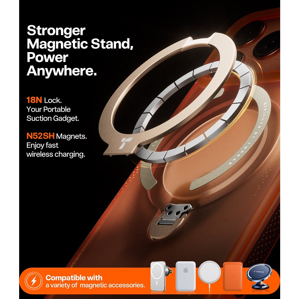 Torras iPhone 17 Pro Max Kuori Ostand Q3 Air Energy Oranssi