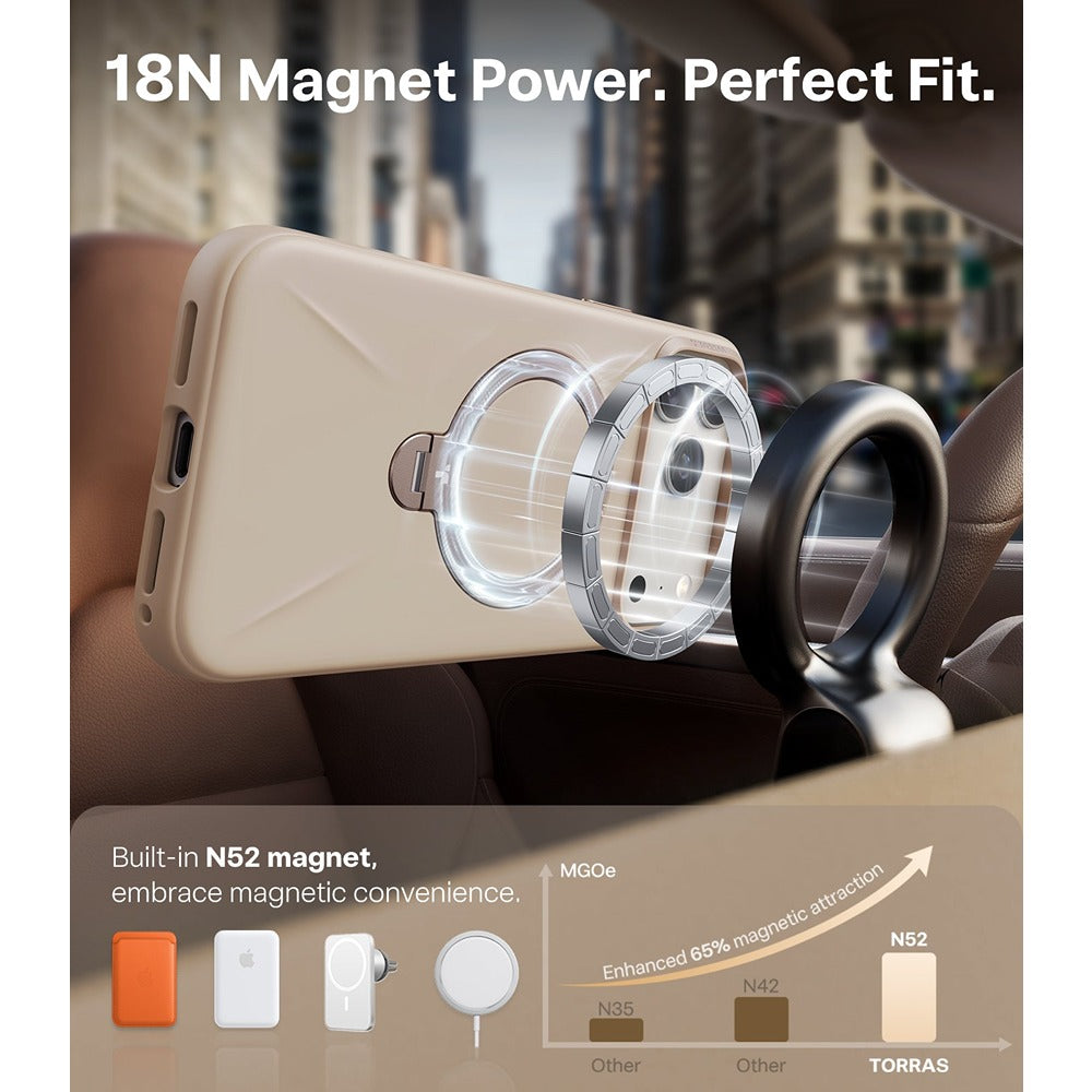 Torras iPhone 17 Pro Kuori Ostand Q3 Silicone Desert Gold