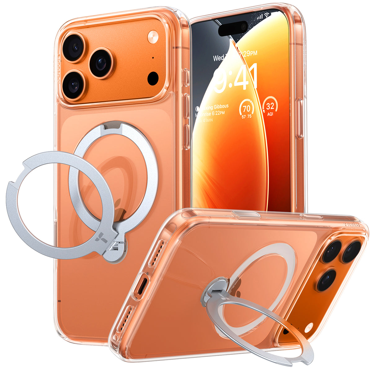Torras iPhone 17 Pro Max Kuori Ostand Q3 Spin Kirkas