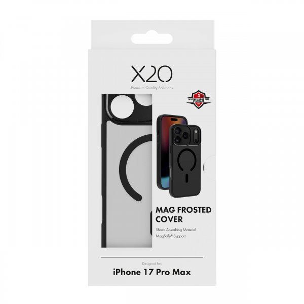 X2O iPhone 17 Pro Max -kuori Mag Frosted musta
