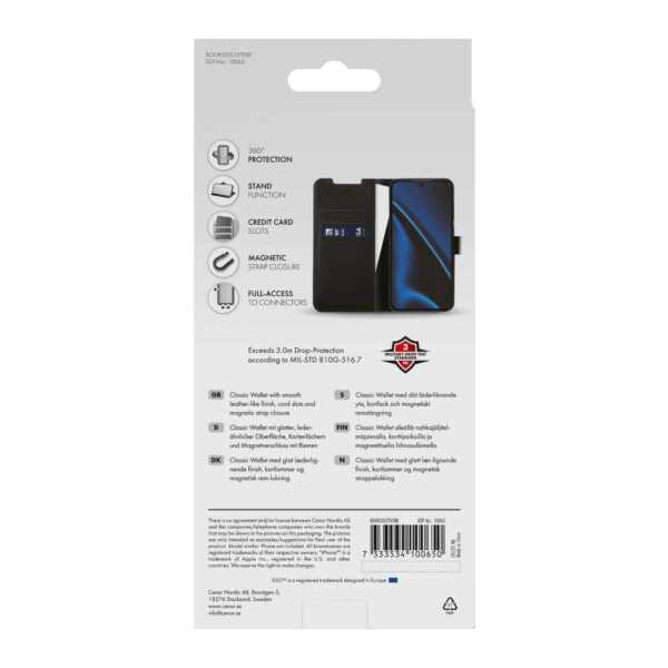 X2O Samsung Galaxy S25 FE Kotelo Classic Wallet Musta