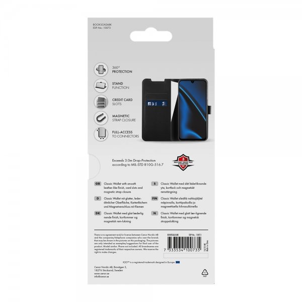 X2O Samsung Galaxy A26 Kotelo Classic Wallet Musta