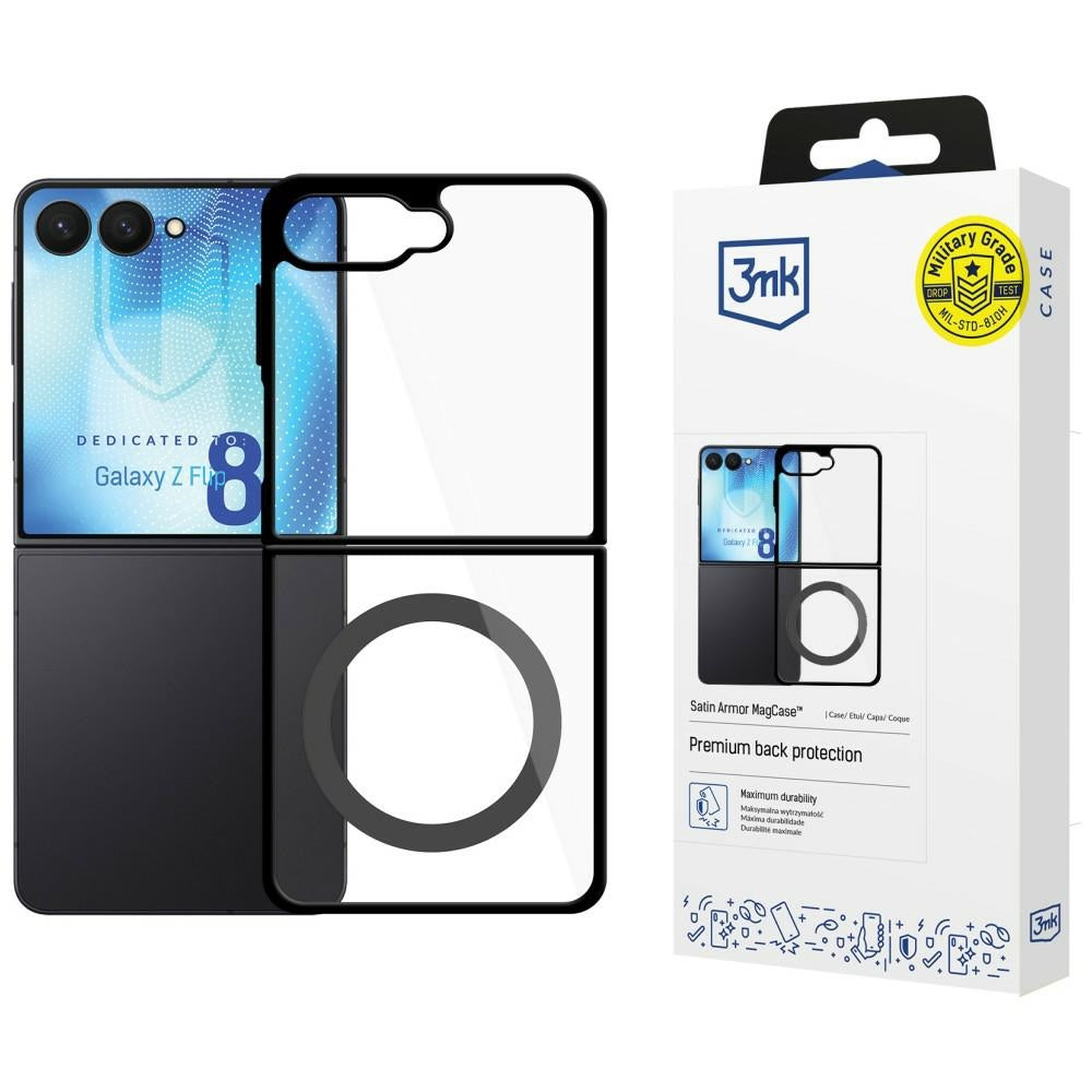 3mk Samsung Galaxy Z Flip 8 Kuori Satin Armor MagCase Musta