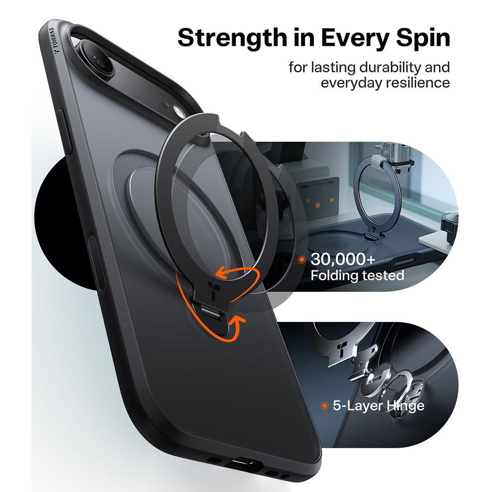 Torras iPhone Air Kuori Ostand Q3 Spin Obsidian Black