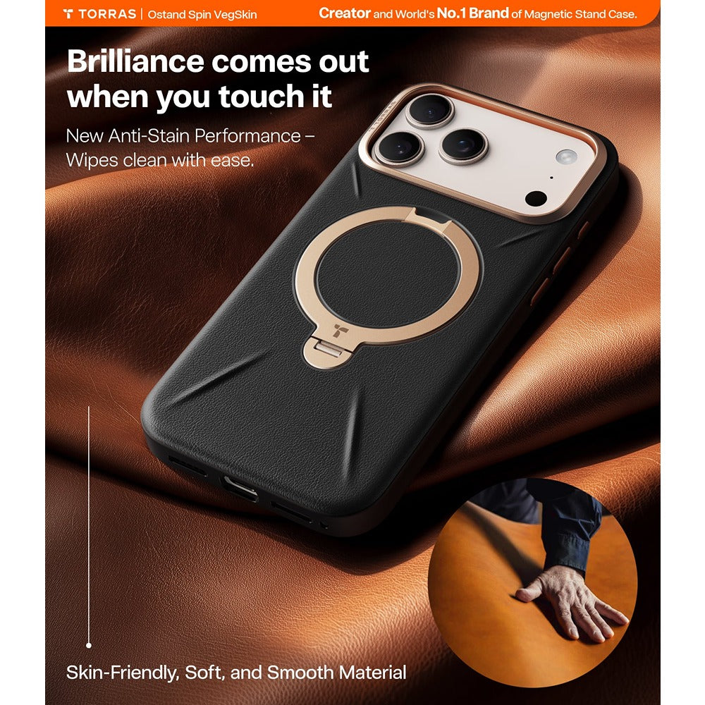 Torras iPhone 17 Pro Max Kuori Ostand Q3 Vegskin Obsidian Black