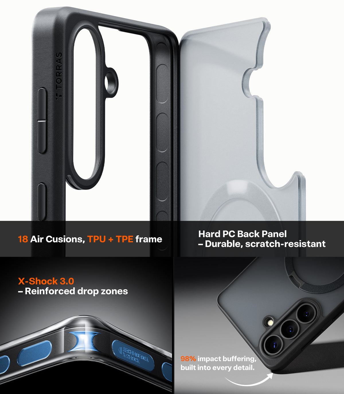 Torras Samsung Galaxy S26 Plus Kuori Ostand Q3 Spin Obsidianmusta