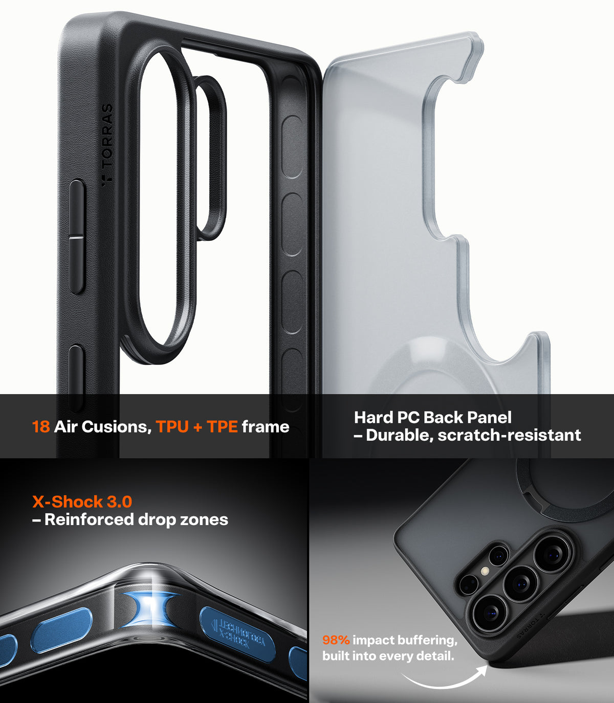 Torras Samsung Galaxy S26 Ultra Kuori Ostand Q3 Spin Obsidian Black