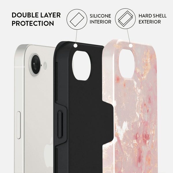 Burga iPhone 16e/iPhone 17e Tough Golden Coral -suojakuori