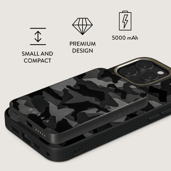 Burga Powerbank MagSafe 5000 mAh Yön Musta Maastokuviointi