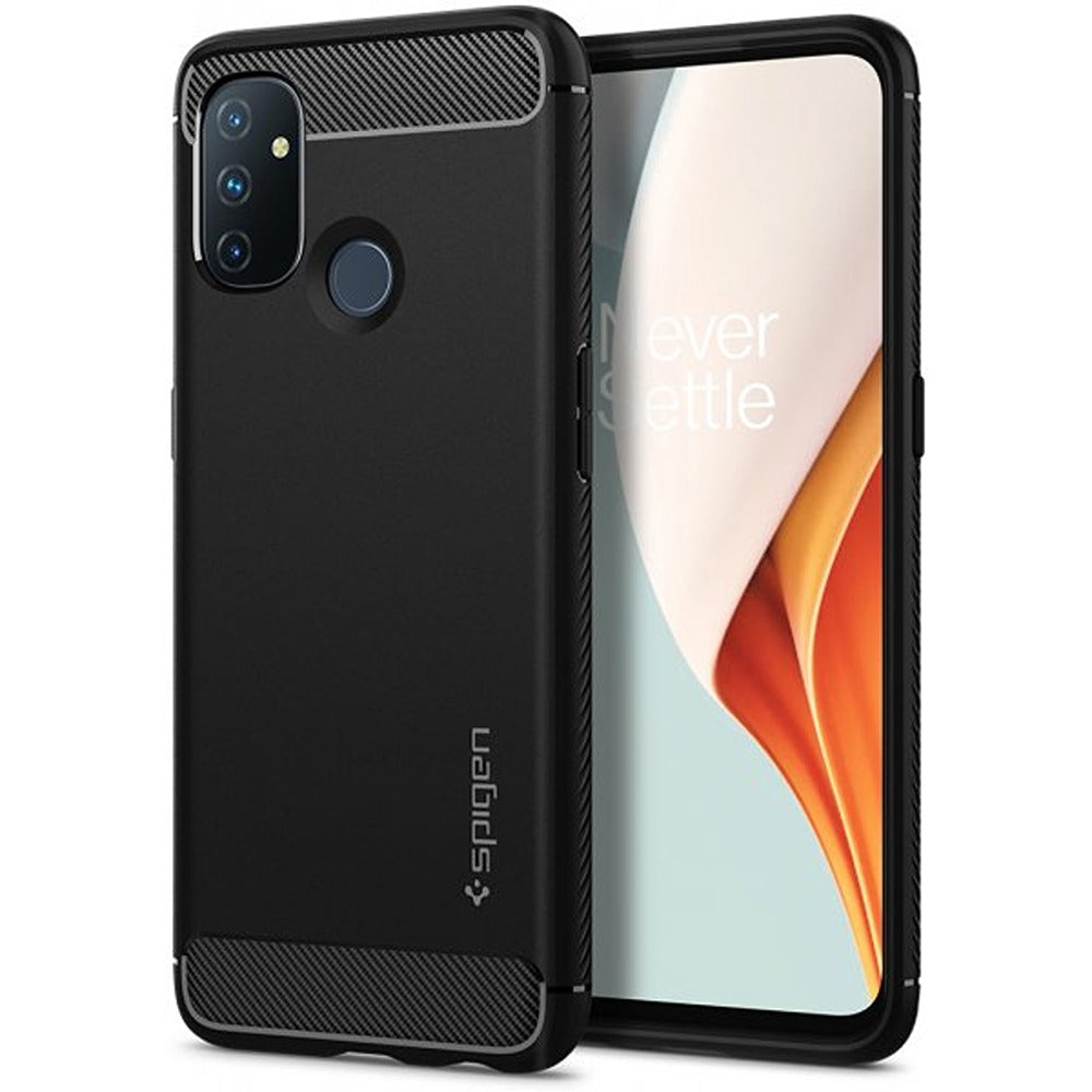 Spigen OnePlus Nord N100 Rugged Armor -suojakuori, mattamusta