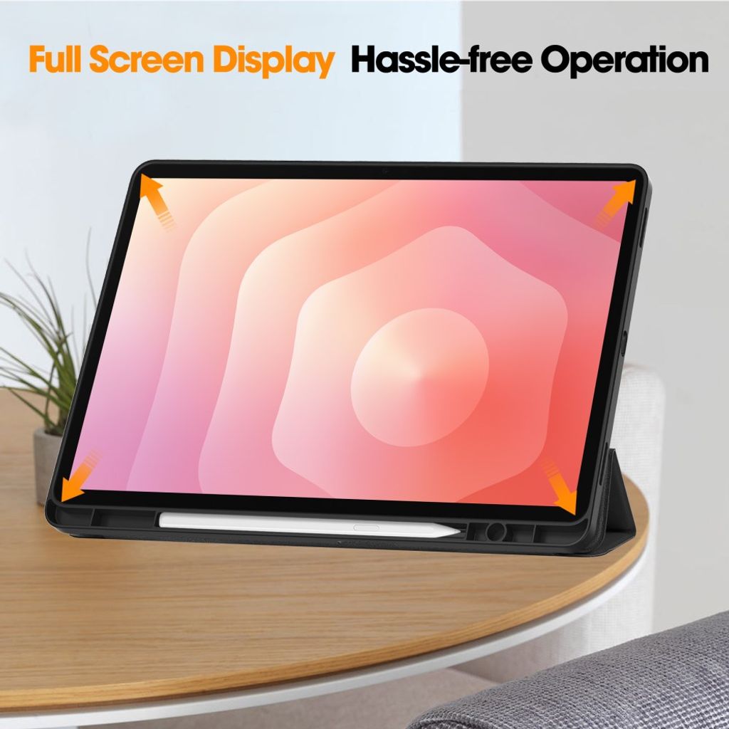 Samsung Galaxy Tab S12 Plus Kotelo Tri-Fold kynätasku Musta