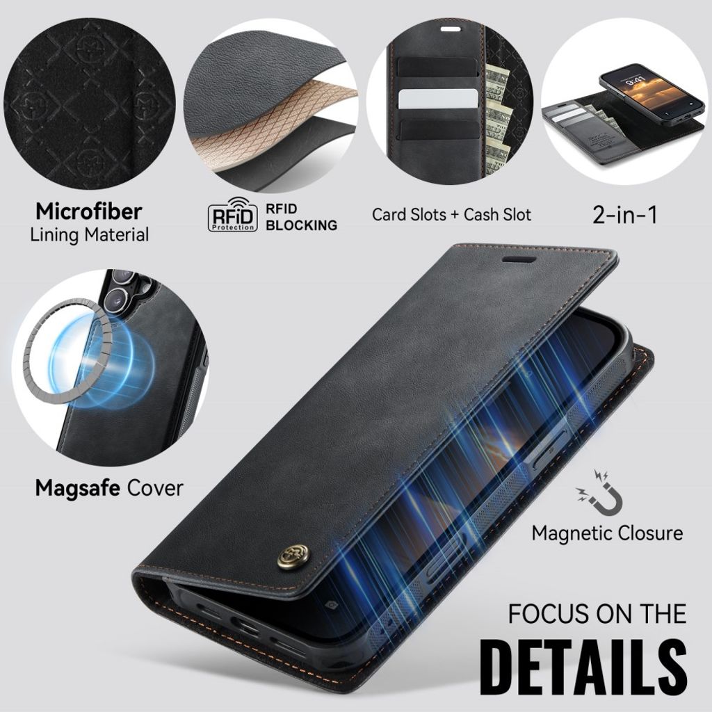 CaseMe iPhone 17 Kotelo C49 Series Musta