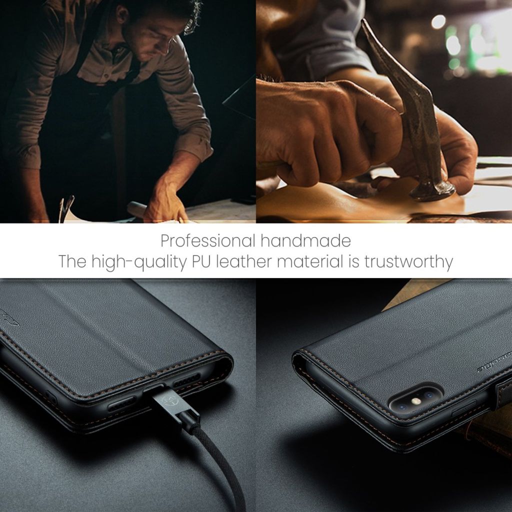 CaseMe iPhone Xs Max Kotelo 023 Series Musta
