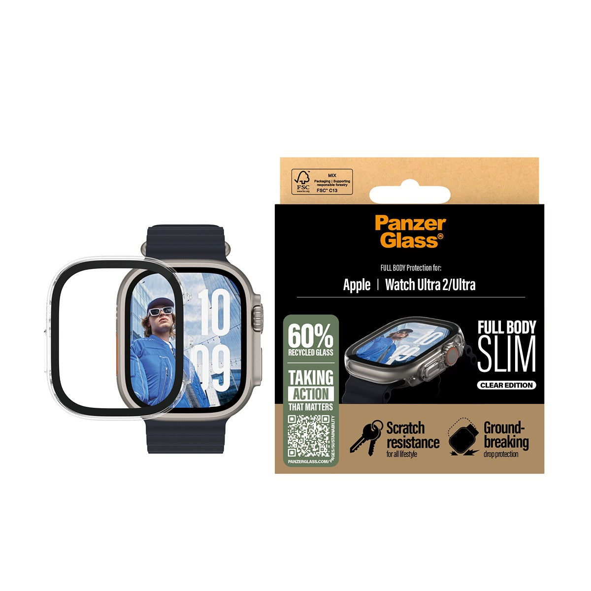PanzerGlass Apple Watch Ultra 49mm Kuori Näytönsuojalla Full Body Kirkas