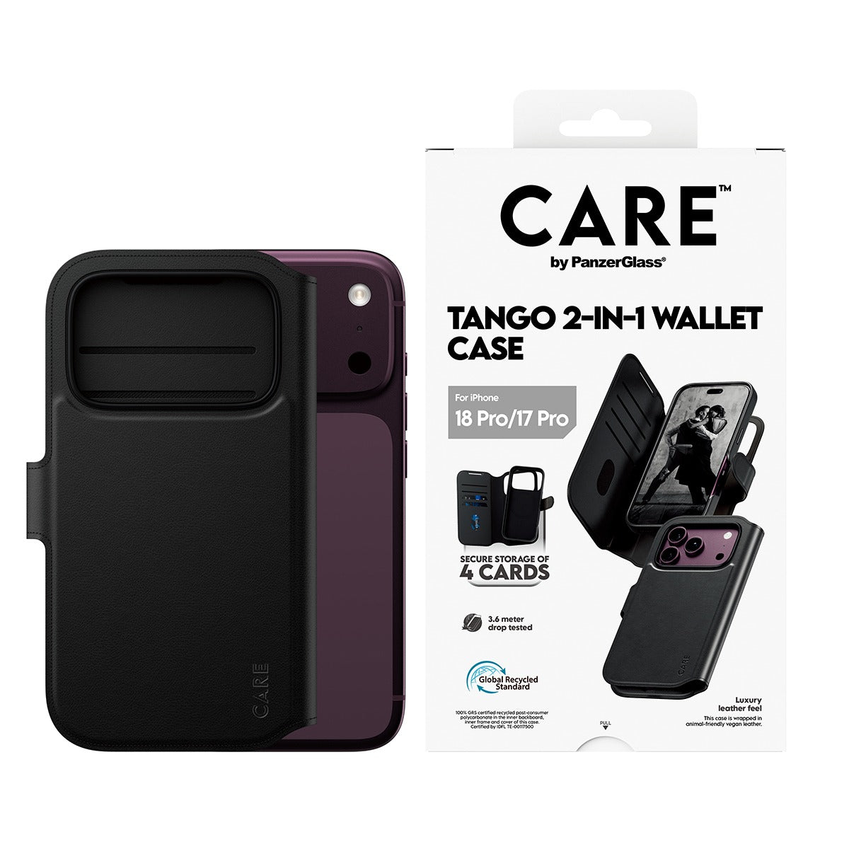 CARE by PanzerGlass iPhone 17 Pro/iPhone 18 Pro Kotelo Tango Wallet MagSafe Musta
