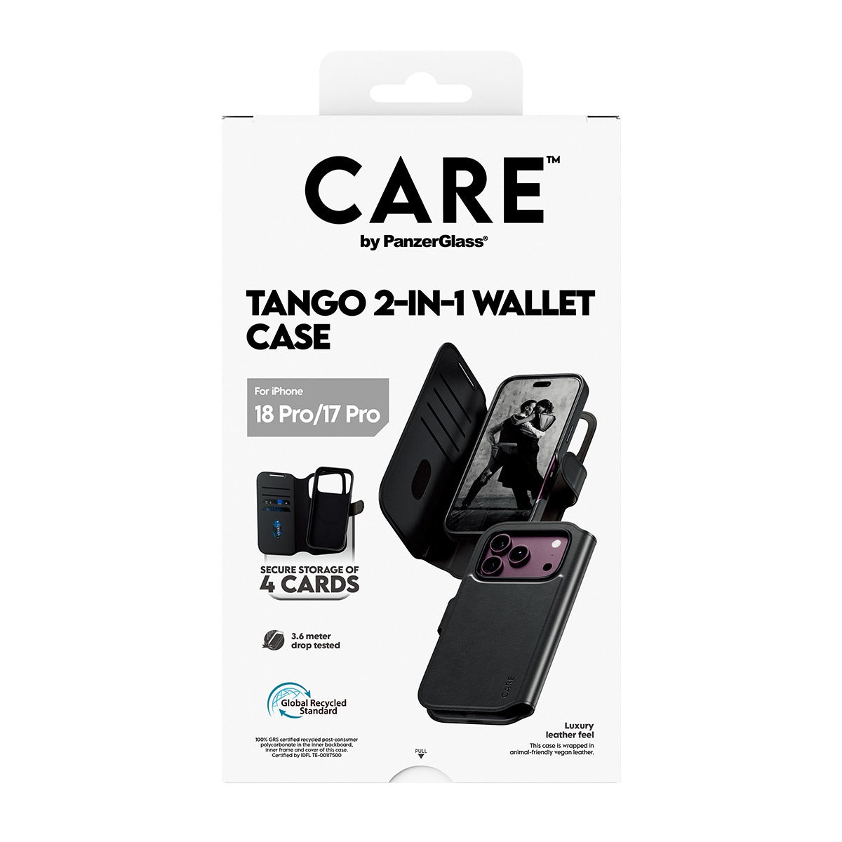 CARE by PanzerGlass iPhone 17 Pro/iPhone 18 Pro Kotelo Tango Wallet MagSafe Musta