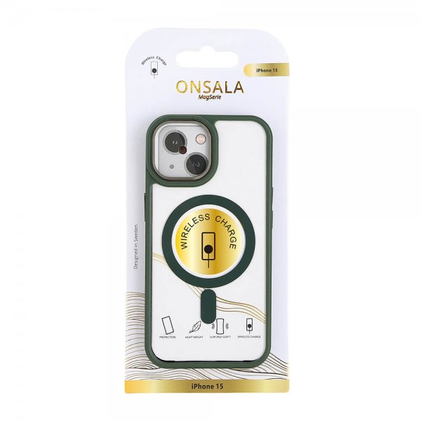 Onsala iPhone 15 -kuori Bumper MagSeries, vihreä