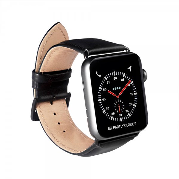 Buffalo Apple Watch 44/45/46mm/Apple Watch Ultra Ranneke Aitoa Nahkaa Musta
