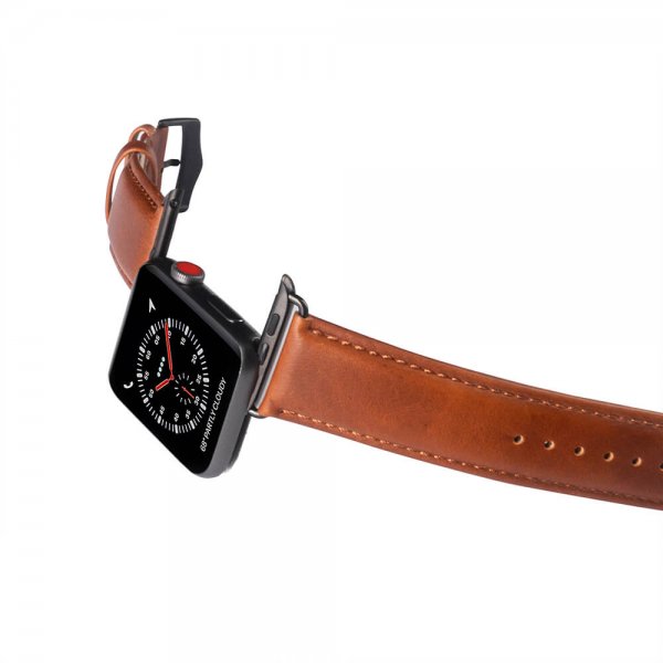 Buffalo Apple Watch 38/40/41/42mm ranneke aitoa nahkaa, ruskea