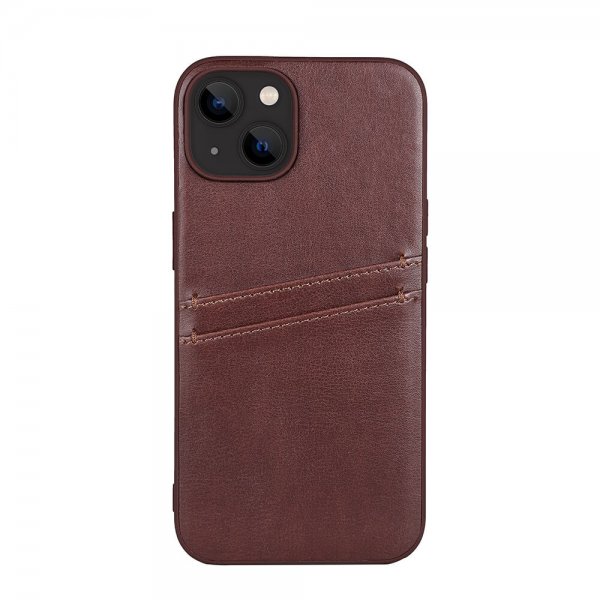 Buffalo iPhone 13/iPhone 14 -suojakuori korttipaikoilla, ruskea