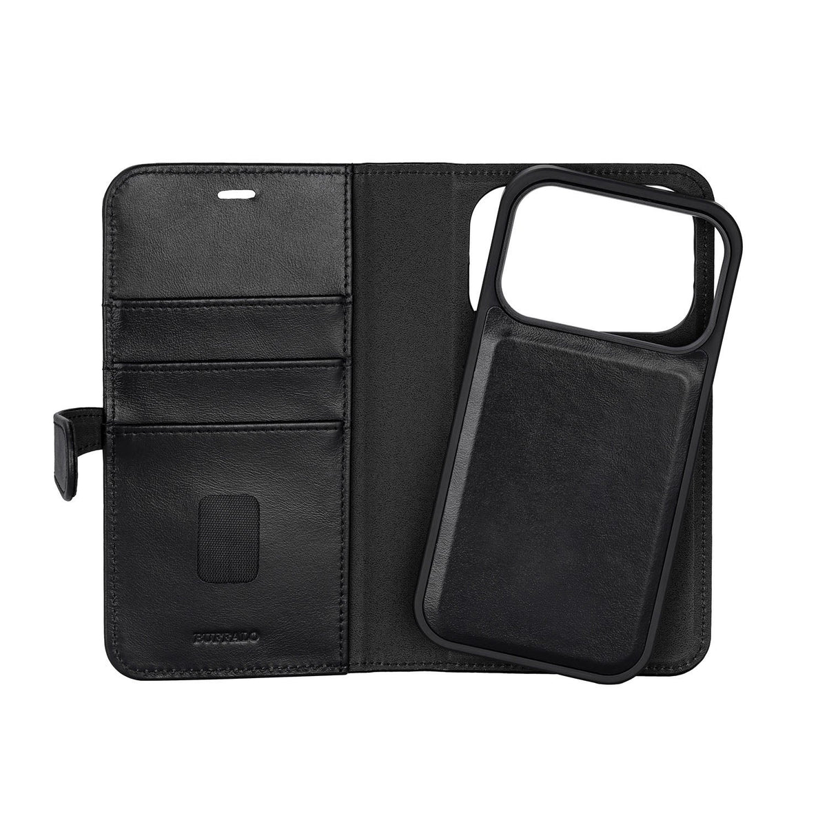 Buffalo iPhone 17 Pro/iPhone 18 Pro Kotelo 2-in-1 Irrotettava lompakko Musta
