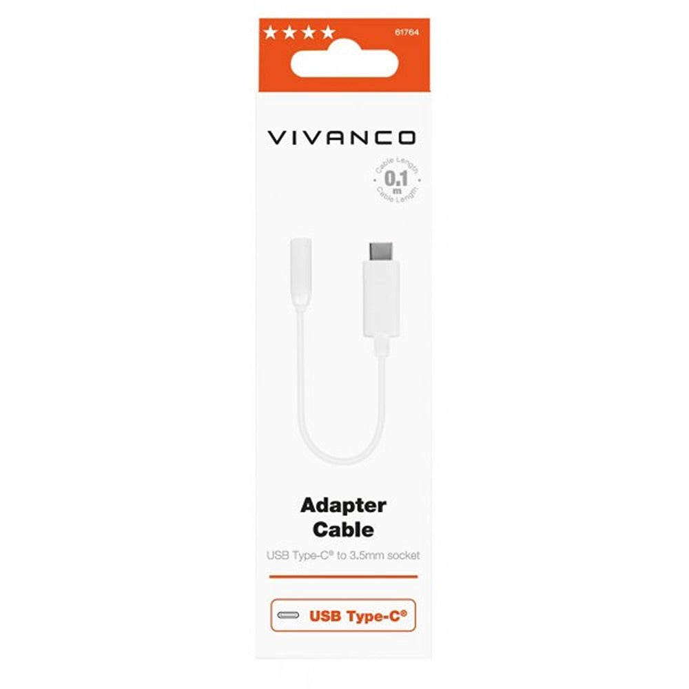 Vivanco-sovitin USB Type-C–3,5 mm, valkoinen