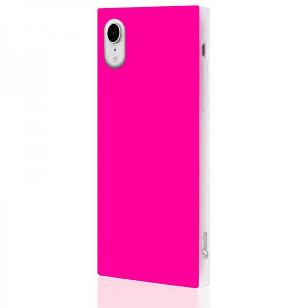 iDecoz iPhone Xr -kuori, neliömallinen, neon pinkki