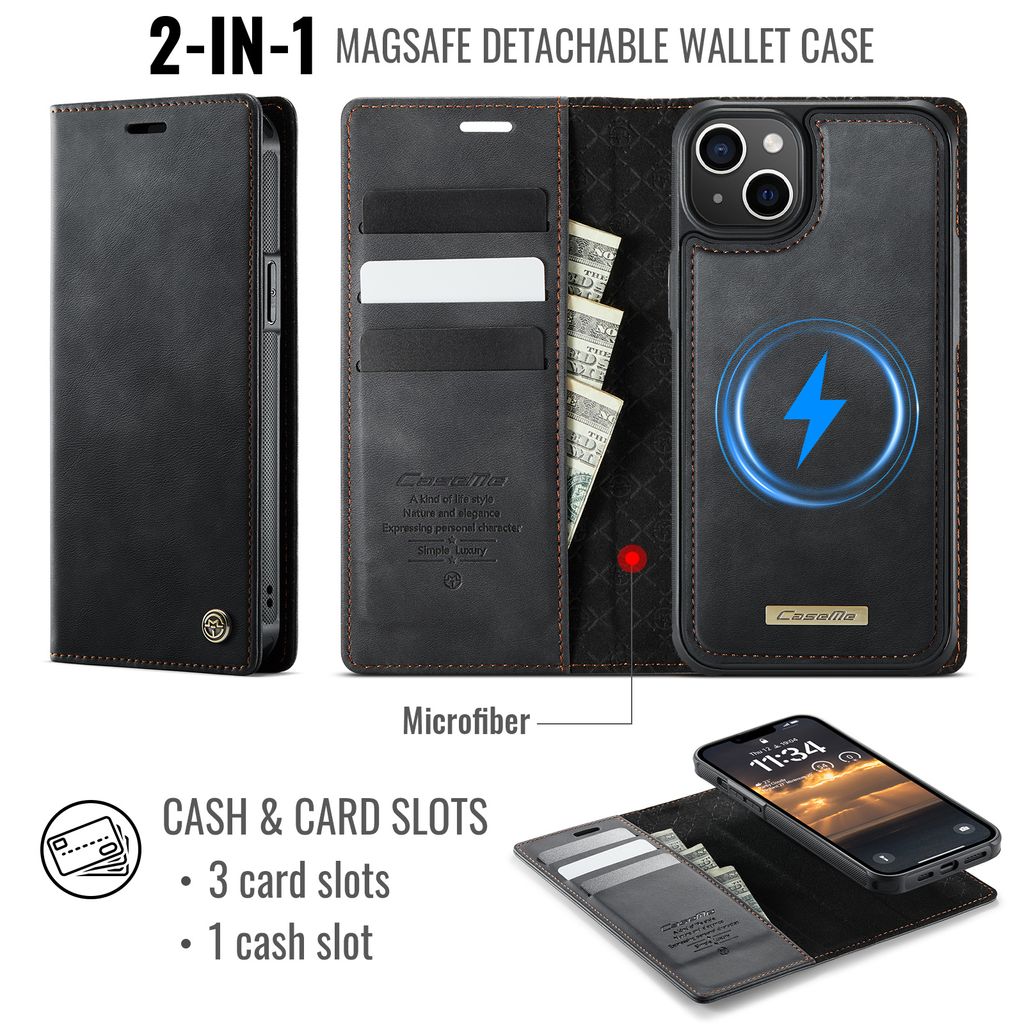 CaseMe iPhone 14 Plus/iPhone 15 Plus Kotelo C49 Series Musta