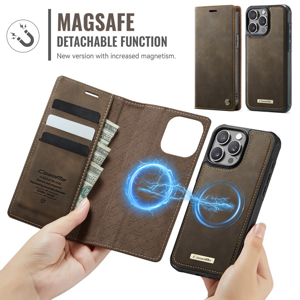 CaseMe iPhone 15 Pro Max Kotelo C49 Series Ruskea