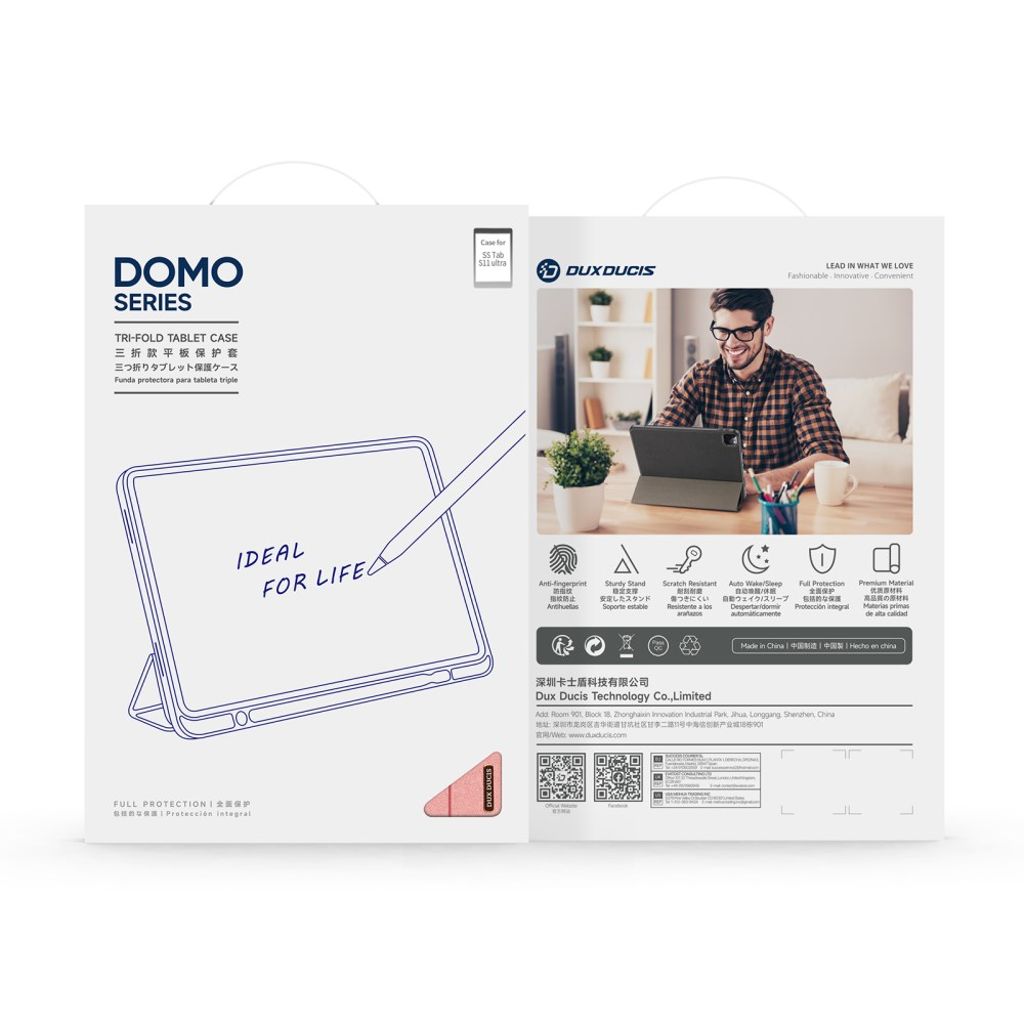 Dux Ducis Samsung Galaxy Tab S11 Ultra/S12 Ultra Kotelo DOMO Series Vaaleanpunainen