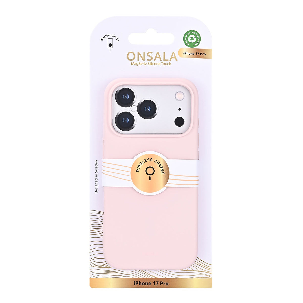 Onsala iPhone 17 Pro/iPhone 18 Pro Kuori Silikonin tuntu Chalk Pink