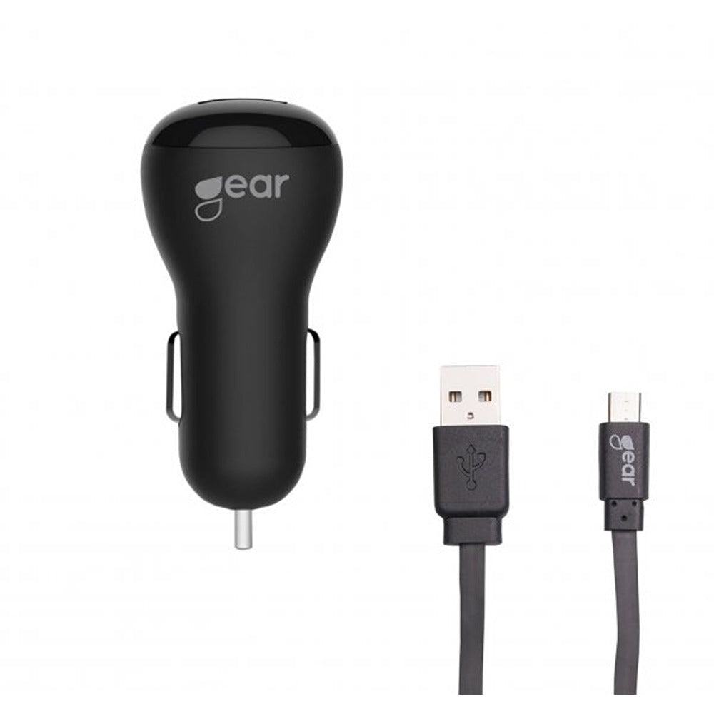 Gear Autolaturi 1xUSB 1A Micro-USB-kaapeli 1m Musta