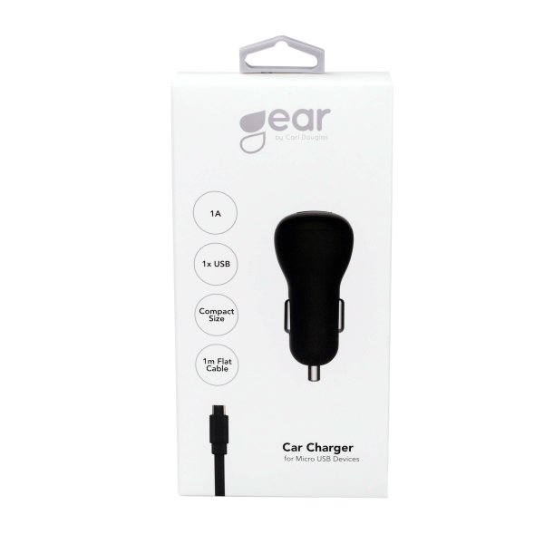 Gear Autolaturi 1xUSB 1A Micro-USB-kaapeli 1m Musta