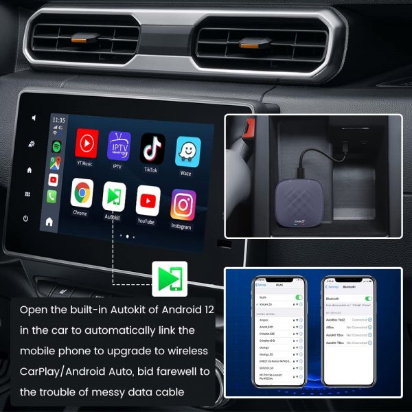 Carlinkit T-Box Plus 64GB AI-laatikko Android Auto/Carplay TV