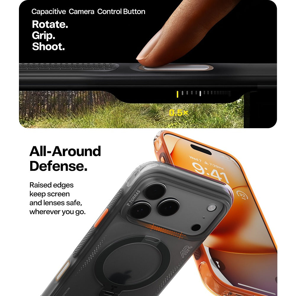 Torras iPhone 17 Pro Kuori Ostand Q3 Air Shadow Black
