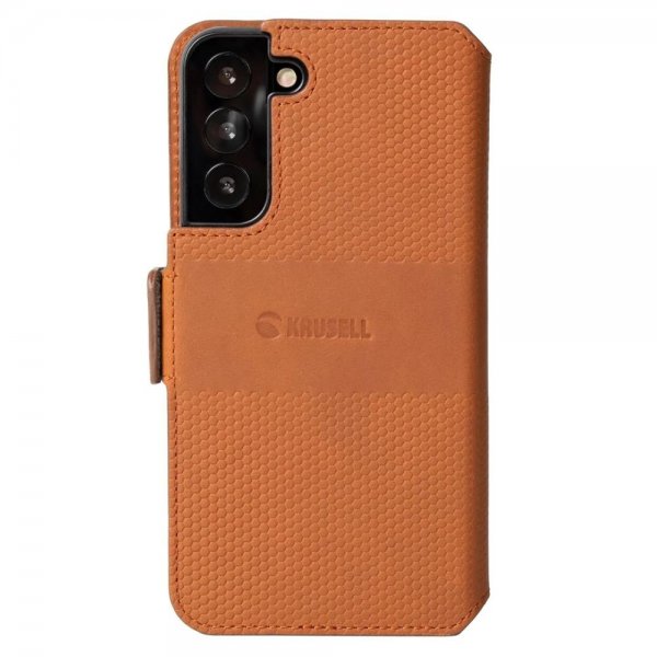Krusell Samsung Galaxy S22 Kotelo Leather PhoneWallet Konjakki