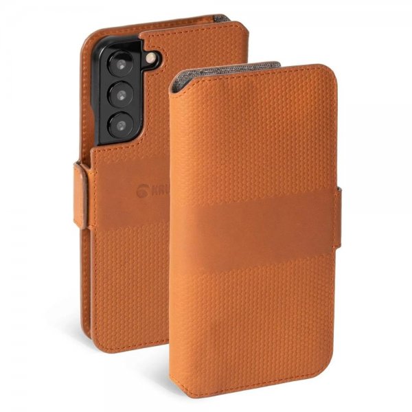 Krusell Samsung Galaxy S22 Plus Kotelo Leather PhoneWallet Cognac