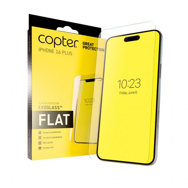 Copter iPhone 16 Plus -näytönsuoja, Exoglass Flat