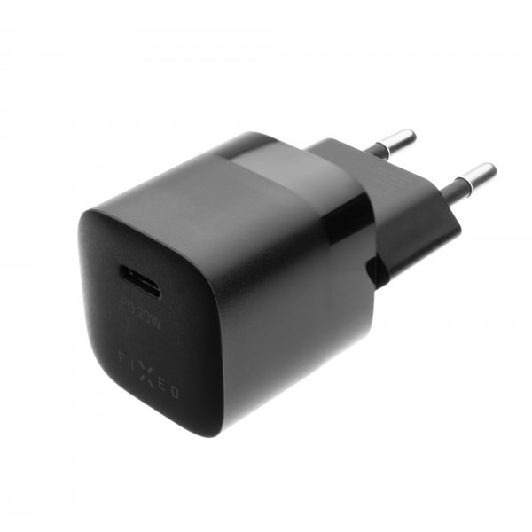 Fixed Laddare med Kabel Mini PD Travel Charger Kit USB-C/USB-C 20W Musta