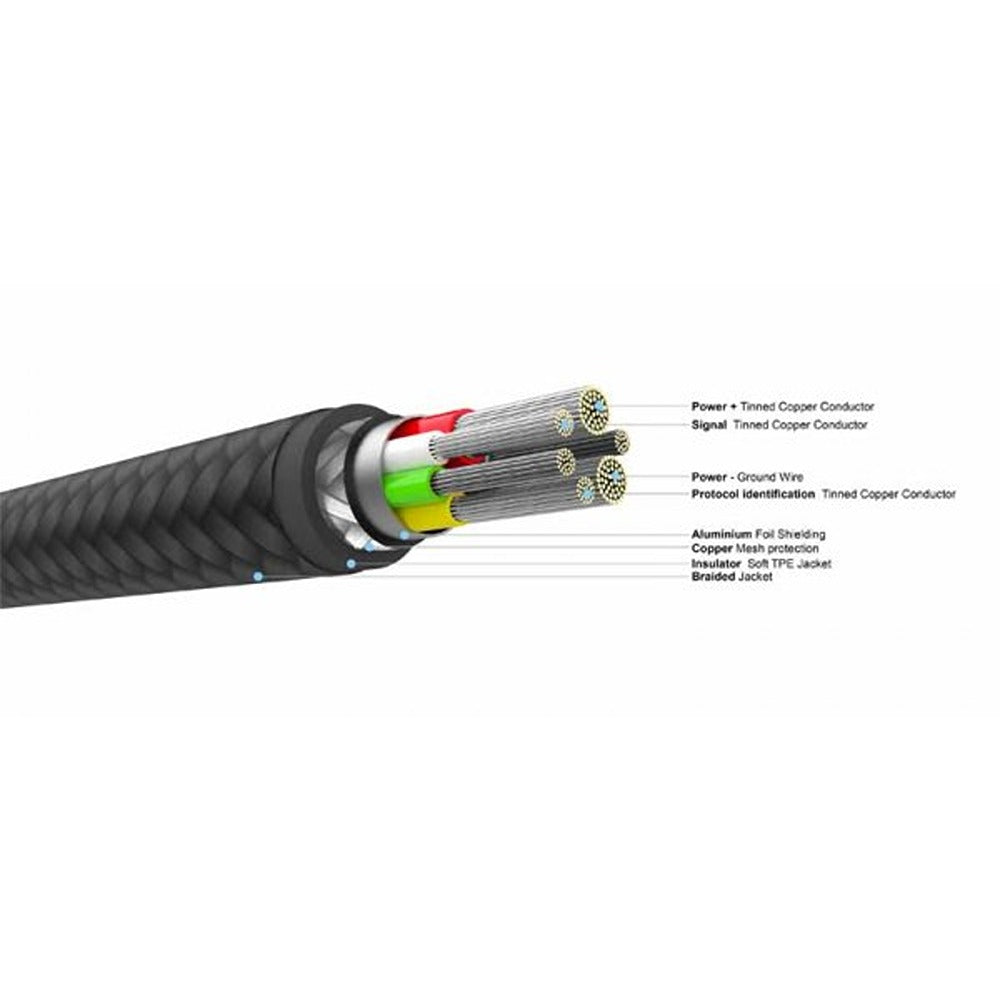Fixed Kabel METAL Series USB-C/Lightning 0,5m Musta
