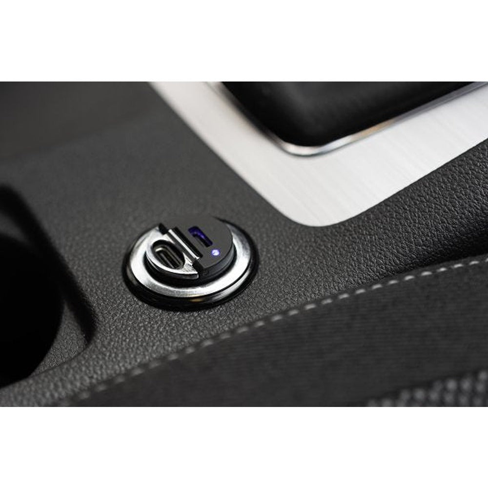 Kiinteä autolaturi USB-C-kaapelilla 1,2 m 2xUSB-C 30 W musta