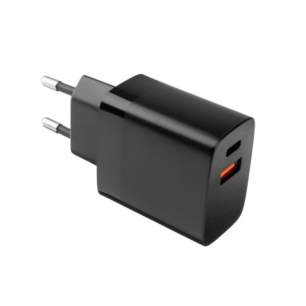 Fixed-laturi USB-C-kaapelilla 1 m 2xUSB-A 17W musta