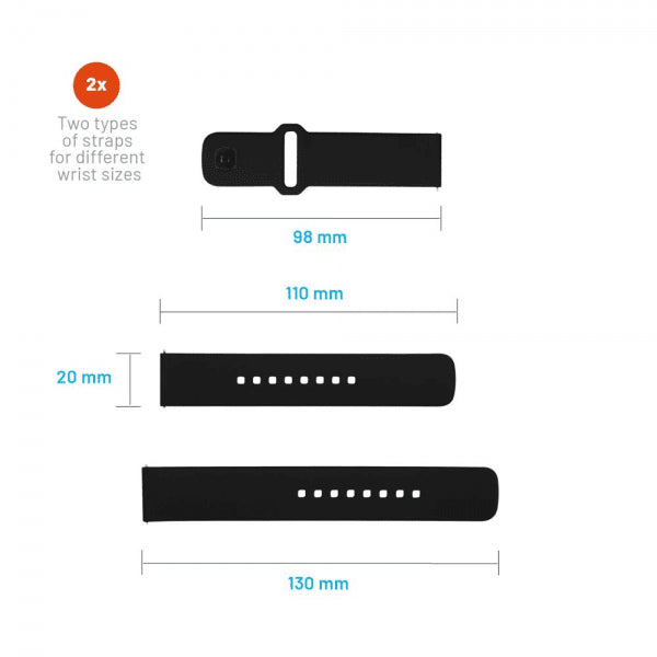 Kiinteä Samsung Galaxy Watch 20mm Ranneke Silikoni Sporty Hihna Musta