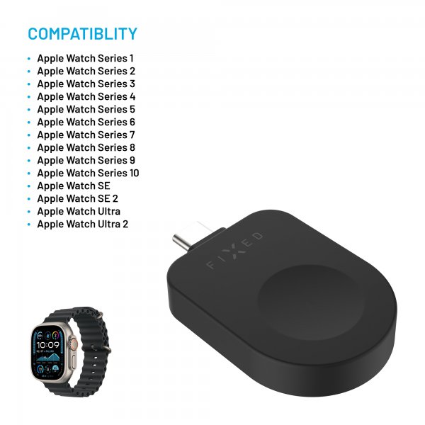 Kiinteä Laturi Apple Watch USB-C Musta