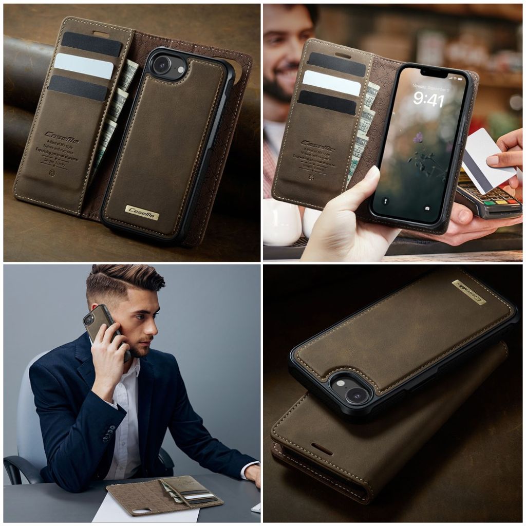 CaseMe iPhone 16e/iPhone 17e Kotelo C49 Series Ruskea